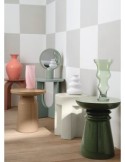 Tavolino da caffè, Bloom, diametro 40 cm, verde di gris, MDF, finitura opaca, stile moderno