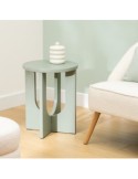 Tavolino da caffè, Bloom, diametro 40 cm, verde di gris, MDF, finitura opaca, stile moderno