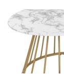 Tavolino Rayo, effetto marmo bianco, vetro temperato, D70 cm, struttura in acciaio