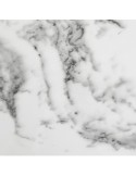 Tavolino Rayo, effetto marmo bianco, vetro temperato, D70 cm, struttura in acciaio