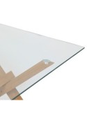 Tavolo da pranzo Jorel, 180x90 cm, vetro temperato, metallo effetto rovere, rettangolare