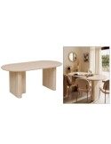 Tavolo da pranzo Anaya, 180x90 cm, MDF effetto travertino, ovale, finitura opaca