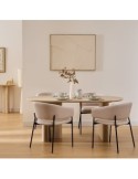 Tavolo da pranzo Anaya, 180x90 cm, MDF effetto travertino, ovale, finitura opaca
