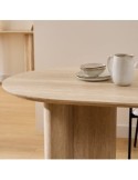 Tavolo da pranzo Anaya, 180x90 cm, MDF effetto travertino, ovale, finitura opaca