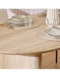 Tavolo da pranzo Anaya, 180x90 cm, MDF effetto travertino, ovale, finitura opaca