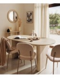 Tavolo da pranzo Anaya, 180x90 cm, MDF effetto travertino, ovale, finitura opaca