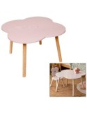 Tavolo Dolce Fiore, rosa, 51x51x40 cm, legno MDF e pino, con vano portaoggetti