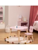 Tavolo Dolce Fiore, rosa, 51x51x40 cm, legno MDF e pino, con vano portaoggetti