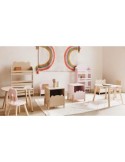 Tavolo Dolce Fiore, rosa, 51x51x40 cm, legno MDF e pino, con vano portaoggetti