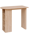 Tavolo bar Anaya, 120x60 cm, MDF effetto travertino, ovale, con 4 vani, altezza 103,5 cm