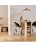Tavolo bar Anaya, 120x60 cm, MDF effetto travertino, ovale, con 4 vani, altezza 103,5 cm