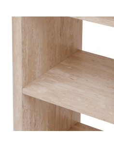 Tavolo bar Anaya, 120x60 cm, MDF effetto travertino, ovale, con 4 vani, altezza 103,5 cm