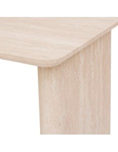 Tavolo bar Anaya, 120x60 cm, MDF effetto travertino, ovale, con 4 vani, altezza 103,5 cm