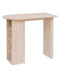 Tavolo bar Anaya, 120x60 cm, MDF effetto travertino, ovale, con 4 vani, altezza 103,5 cm