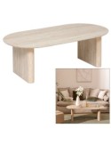 Tavolino da caffè Anaya, 120x60 cm, MDF effetto travertino beige, ovale, altezza 40 cm