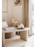 Tavolino da caffè Anaya, 120x60 cm, MDF effetto travertino beige, ovale, altezza 40 cm