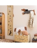 Appendiabiti cane, 5 ganci, MDF marrone, L. 50 cm, collezione Les Petits Potes