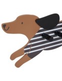 Appendiabiti cane, 5 ganci, MDF marrone, L. 50 cm, collezione Les Petits Potes