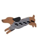 Appendiabiti cane, 5 ganci, MDF marrone, L. 50 cm, collezione Les Petits Potes