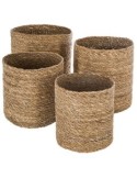 Set di 4 Ceste Emmet, Canna Naturale, Marrone, Ø 19 cm, Ø 21.5 cm, Ø 24 cm, Ø 27.5 cm