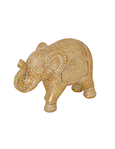 Elefante Decorativo Gajah, Resina Dorata, L 16,5 cm, P 7 cm, H 11,5 cm