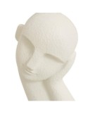 Statua Viso Wonj, Resina Bianca, L 14,5 cm, P 10 cm, H 24,5 cm