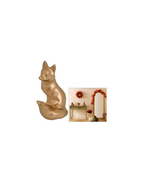 Volpe Decorativa Autunno, Resina Bronzo, L 16 cm, P 14 cm, H 26 cm