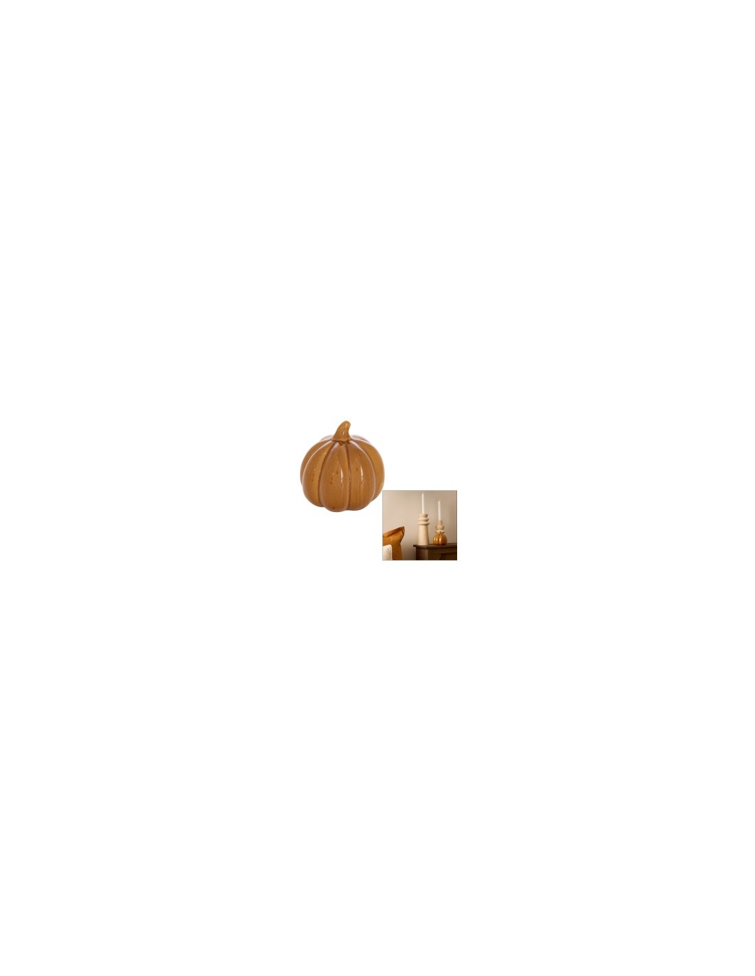 Zucca Decorativa Autunno, Ceramica Stoneware, Diametro 10,5 cm, Profondità 10 cm
