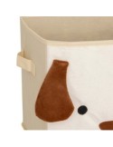Scatola Contenitore in Velluto Beige con Stampa Cane, 29 x 29 x 29 cm – Pieghevole