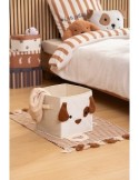 Scatola Contenitore in Velluto Beige con Stampa Cane, 29 x 29 x 29 cm – Pieghevole