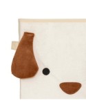 Scatola Contenitore in Velluto Beige con Stampa Cane, 29 x 29 x 29 cm – Pieghevole