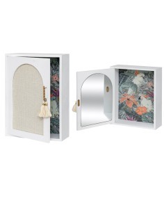 Scatola Chiavi, Specchio, Wild Romance, 28 x 20 cm, MDF Bianco