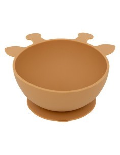 Set Pranzo, 4 Pezzi, Giraffa, Silicone, Ocre, Piatto, Ciotola, Bicchiere, Cucchiaio