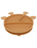 Set Pranzo, 4 Pezzi, Giraffa, Silicone, Ocre, Piatto, Ciotola, Bicchiere, Cucchiaio
