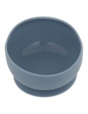 Set Pappa, 4 Pezzi, Elefante Yum, Silicone, Blu Grigio, Piatto Ventosa, Ciotola, Bicchiere, Cucchiaio