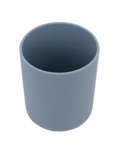 Set Pappa, 4 Pezzi, Elefante Yum, Silicone, Blu Grigio, Piatto Ventosa, Ciotola, Bicchiere, Cucchiaio