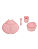 Set Piatti, 4 Pezzi, Silicone, Rose, Lavabile, Antiscivolo, Bambini