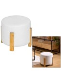 Sgabello, Bansa, Diametro 37,5 cm, Gambe Bambù, Bianco, MDF E1