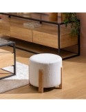 Sgabello, Bansa, Diametro 37,5 cm, Gambe Bambù, Bianco, MDF E1