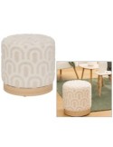 Pouf, Copas, Diametro 38 cm, Tufté, Bianco, MDF E1, Pino
