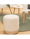 Pouf, Copas, Diametro 38 cm, Tufté, Bianco, MDF E1, Pino