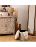 Pouf Pieghevole, Pasti, Rotondo, Diametro 38 cm, Tufté, Bianco, MDF E1, Poliestere