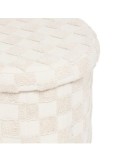 Pouf Pieghevole, Pasti, Rotondo, Diametro 38 cm, Tufté, Bianco, MDF E1, Poliestere