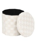 Pouf Pieghevole, Pasti, Rotondo, Diametro 38 cm, Tufté, Bianco, MDF E1, Poliestere