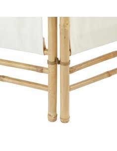 Paravento, Kael, 135,5 x 170 cm, Bambù, Tessuto Bianco, 3 Pannelli, Pieghevole