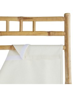 Paravento, Kael, 135,5 x 170 cm, Bambù, Tessuto Bianco, 3 Pannelli, Pieghevole
