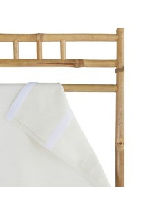 Paravento, Kael, 135,5 x 170 cm, Bambù, Tessuto Bianco, 3 Pannelli, Pieghevole
