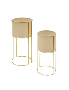 Portavaso, Zigy, Set 2 pezzi, Metallo Dorato, Diametro 28 cm, Altezza 55 cm