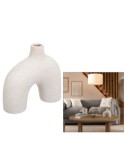 Vaso Asy in Ceramica Sabbiata Bianco, Altezza 18 cm, Design Organico