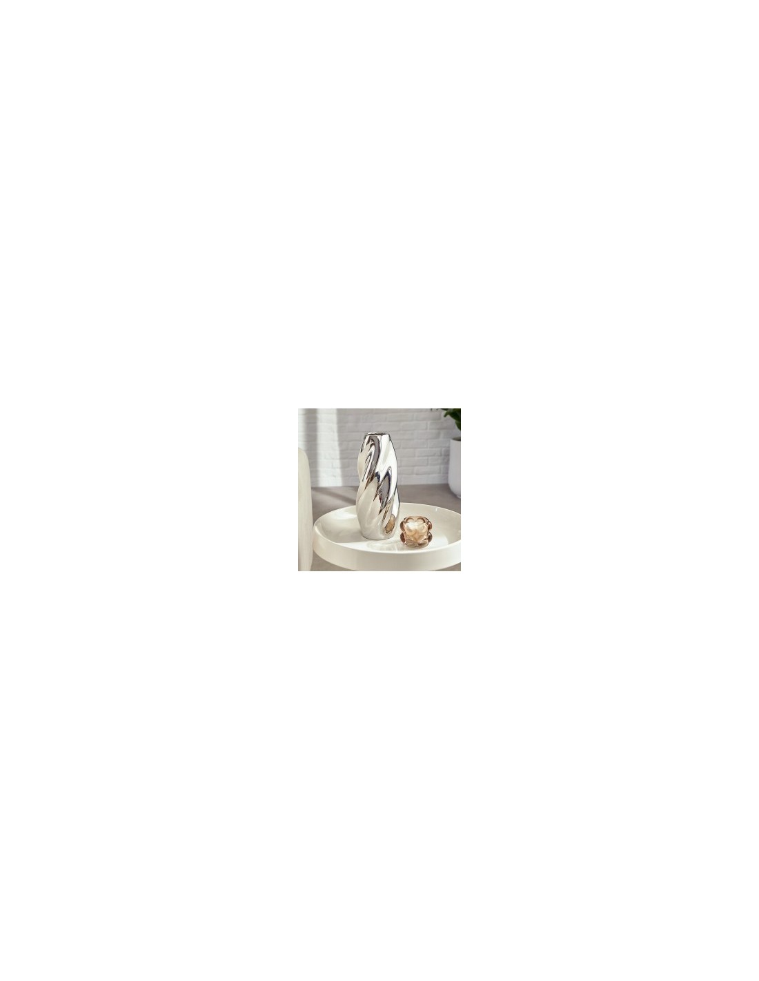 Vaso Ceramica Sky, Argento, Alto 28,5 cm, Diametro 11,5 cm